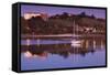 River at dusk, San Vicente de la Barquera, Cantabria Province, Spain-null-Framed Stretched Canvas