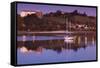 River at dusk, San Vicente de la Barquera, Cantabria Province, Spain-null-Framed Stretched Canvas