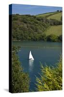 River Avon Bigbury with white sailboat-Charles Bowman-Stretched Canvas