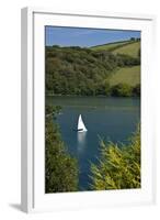 River Avon Bigbury with white sailboat-Charles Bowman-Framed Photographic Print