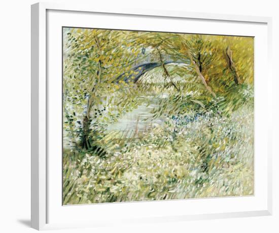 River Bank in Springtime Banks of the Seine with the Pont de Clichy in the Spring-Vincent Van Gogh-Framed Art Print