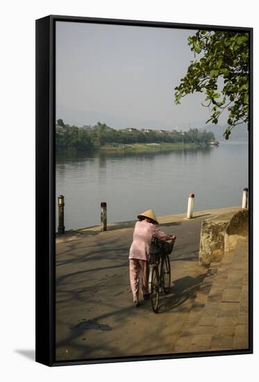 River Bank of Perfume River, Hue, Thua Thien Hue Province, Vietnam, Indochina, Southeast Asia, Asia-Nathalie Cuvelier-Framed Stretched Canvas