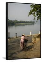 River Bank of Perfume River, Hue, Thua Thien Hue Province, Vietnam, Indochina, Southeast Asia, Asia-Nathalie Cuvelier-Framed Stretched Canvas