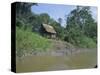 River Bank Settlement, Amazon, Peru, South America-Derek Furlong-Stretched Canvas