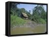 River Bank Settlement, Amazon, Peru, South America-Derek Furlong-Framed Stretched Canvas