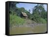 River Bank Settlement, Amazon, Peru, South America-Derek Furlong-Framed Stretched Canvas