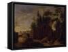 River Bank with Fence-Cornelis Gerritsz Decker-Framed Stretched Canvas