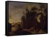 River Bank with Fence-Cornelis Gerritsz Decker-Framed Stretched Canvas