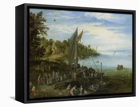 River Bank-Jan Brueghel-Framed Stretched Canvas