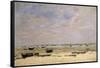 River Barges at Low Tide-Eugène Boudin-Framed Stretched Canvas