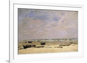 River Barges at Low Tide-Eugène Boudin-Framed Giclee Print