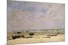 River Barges at Low Tide-Eugène Boudin-Mounted Giclee Print