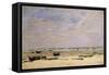 River Barges at Low Tide-Eugène Boudin-Framed Stretched Canvas