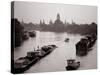 River Barges Coming Down on Chao Phraya River with a View of Wat Chaiwatthanaram, 1980-null-Stretched Canvas