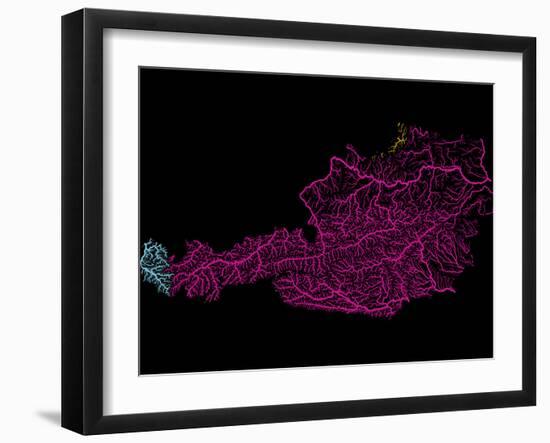 River Basins Of Austria In Rainbow Colours-Grasshopper Geography-Framed Giclee Print