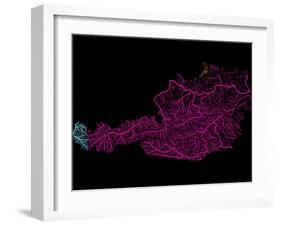 River Basins Of Austria In Rainbow Colours-Grasshopper Geography-Framed Giclee Print