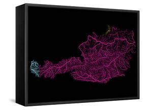 River Basins Of Austria In Rainbow Colours-Grasshopper Geography-Framed Stretched Canvas