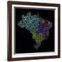 River Basins Of Brazil In Rainbow Colours-Grasshopper Geography-Framed Giclee Print