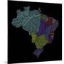 River Basins Of Brazil In Rainbow Colours-Grasshopper Geography-Mounted Giclee Print