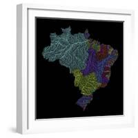 River Basins Of Brazil In Rainbow Colours-Grasshopper Geography-Framed Giclee Print