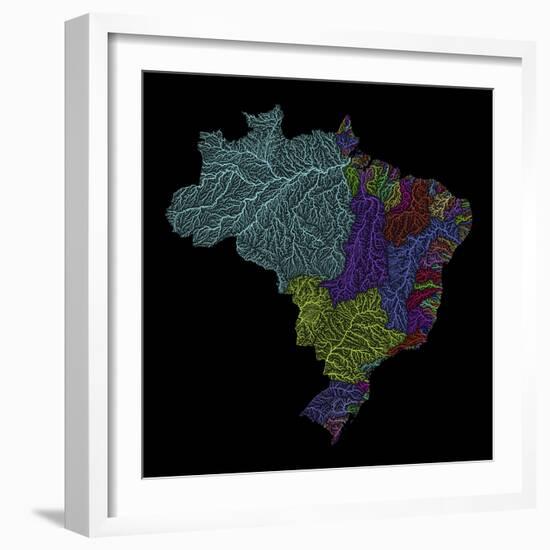 River Basins Of Brazil In Rainbow Colours-Grasshopper Geography-Framed Giclee Print