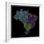 River Basins Of Brazil In Rainbow Colours-Grasshopper Geography-Framed Giclee Print