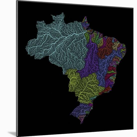 River Basins Of Brazil In Rainbow Colours-Grasshopper Geography-Mounted Giclee Print