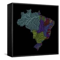 River Basins Of Brazil In Rainbow Colours-Grasshopper Geography-Framed Stretched Canvas