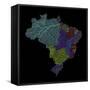 River Basins Of Brazil In Rainbow Colours-Grasshopper Geography-Framed Stretched Canvas