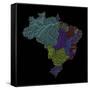 River Basins Of Brazil In Rainbow Colours-Grasshopper Geography-Framed Stretched Canvas