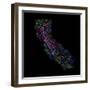 River Basins Of California In Rainbow Colours-Grasshopper Geography-Framed Giclee Print