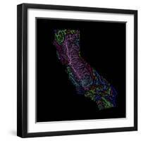 River Basins Of California In Rainbow Colours-Grasshopper Geography-Framed Giclee Print