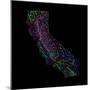 River Basins Of California In Rainbow Colours-Grasshopper Geography-Mounted Giclee Print