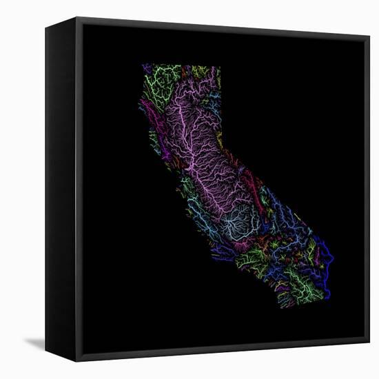 River Basins Of California In Rainbow Colours-Grasshopper Geography-Framed Stretched Canvas