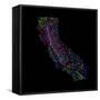River Basins Of California In Rainbow Colours-Grasshopper Geography-Framed Stretched Canvas