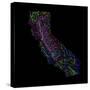 River Basins Of California In Rainbow Colours-Grasshopper Geography-Stretched Canvas