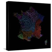 River Basins Of France In Rainbow Colours-Grasshopper Geography-Stretched Canvas