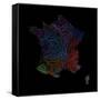 River Basins Of France In Rainbow Colours-Grasshopper Geography-Framed Stretched Canvas