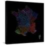 River Basins Of France In Rainbow Colours-Grasshopper Geography-Stretched Canvas