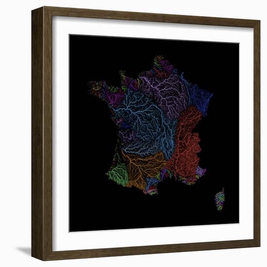 River Basins Of France In Rainbow Colours-Grasshopper Geography-Framed Giclee Print