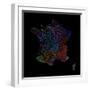 River Basins Of France In Rainbow Colours-Grasshopper Geography-Framed Giclee Print