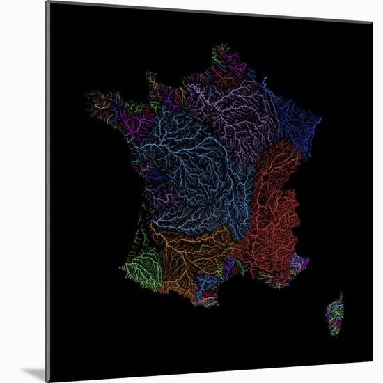 River Basins Of France In Rainbow Colours-Grasshopper Geography-Mounted Giclee Print