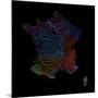River Basins Of France In Rainbow Colours-Grasshopper Geography-Mounted Giclee Print