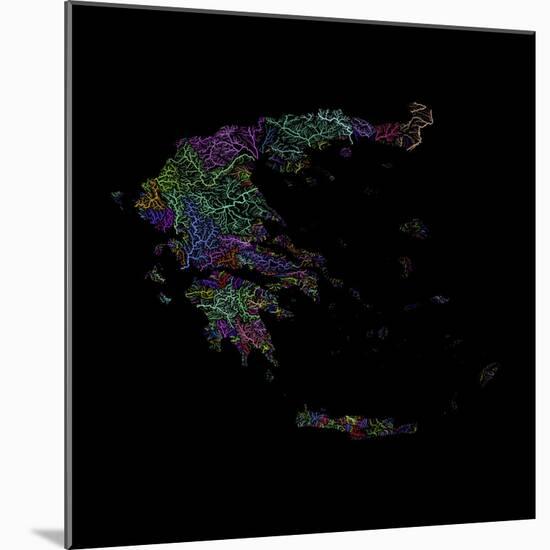 River Basins Of Greece In Rainbow Colours-Grasshopper Geography-Mounted Giclee Print