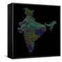 River Basins Of India In Rainbow Colours-Grasshopper Geography-Framed Stretched Canvas