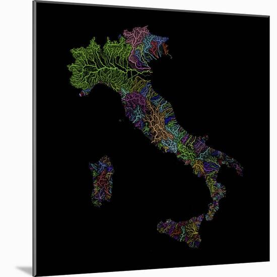 River Basins Of Italy In Rainbow Colours-Grasshopper Geography-Mounted Giclee Print