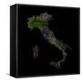 River Basins Of Italy In Rainbow Colours-Grasshopper Geography-Framed Stretched Canvas