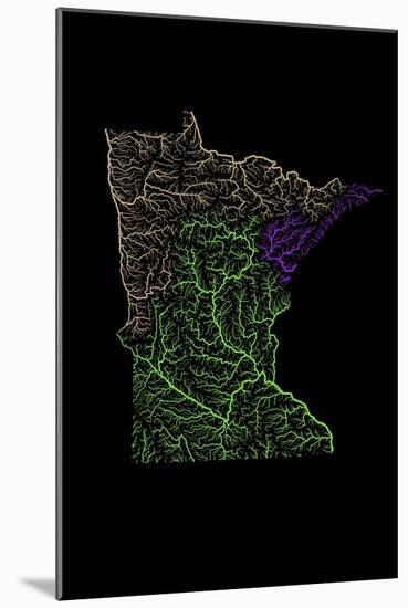 River Basins Of Minnesota In Rainbow Colours-Grasshopper Geography-Mounted Giclee Print