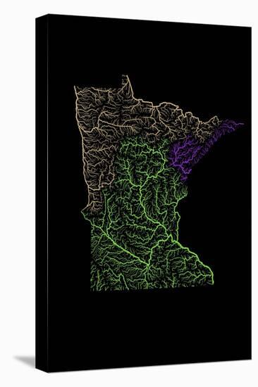 River Basins Of Minnesota In Rainbow Colours-Grasshopper Geography-Stretched Canvas