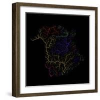 River Basins Of New Brunswick In Rainbow Colours-Grasshopper Geography-Framed Giclee Print